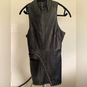 Leather black dress